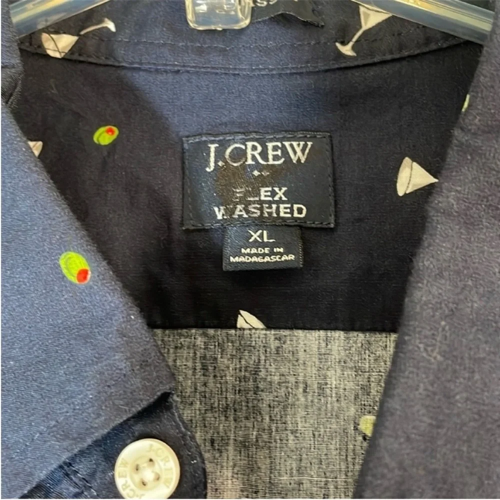 NEW! J. Crew Classic Flex Casual Cocktail Glass Print Shirt. Men’s XL. - Picture 3 of 7